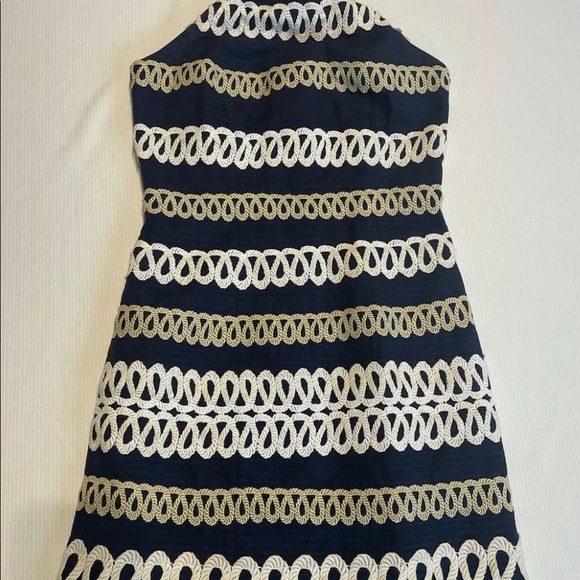 Lilly Pulitzer Cambrey in True Navy Rope Me Halter Dress Sz 00. - Picture 2 of 9